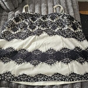 Lane Bryant Ivory and Black Lace Detail Camisole